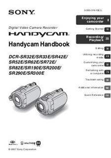 Sony DCR SR 190 E manual. Camera Instructions.